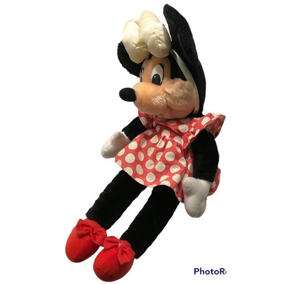 Vintage Minnie Mouse Plush Doll Stuffed Animal Classic Disney Applause White Bow - Picture 3 of 9
